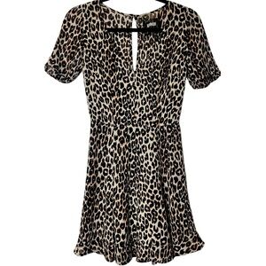 Reformation Leopard Print Animal Print Short Sleeve V-Neck Mini Dress‎ 2